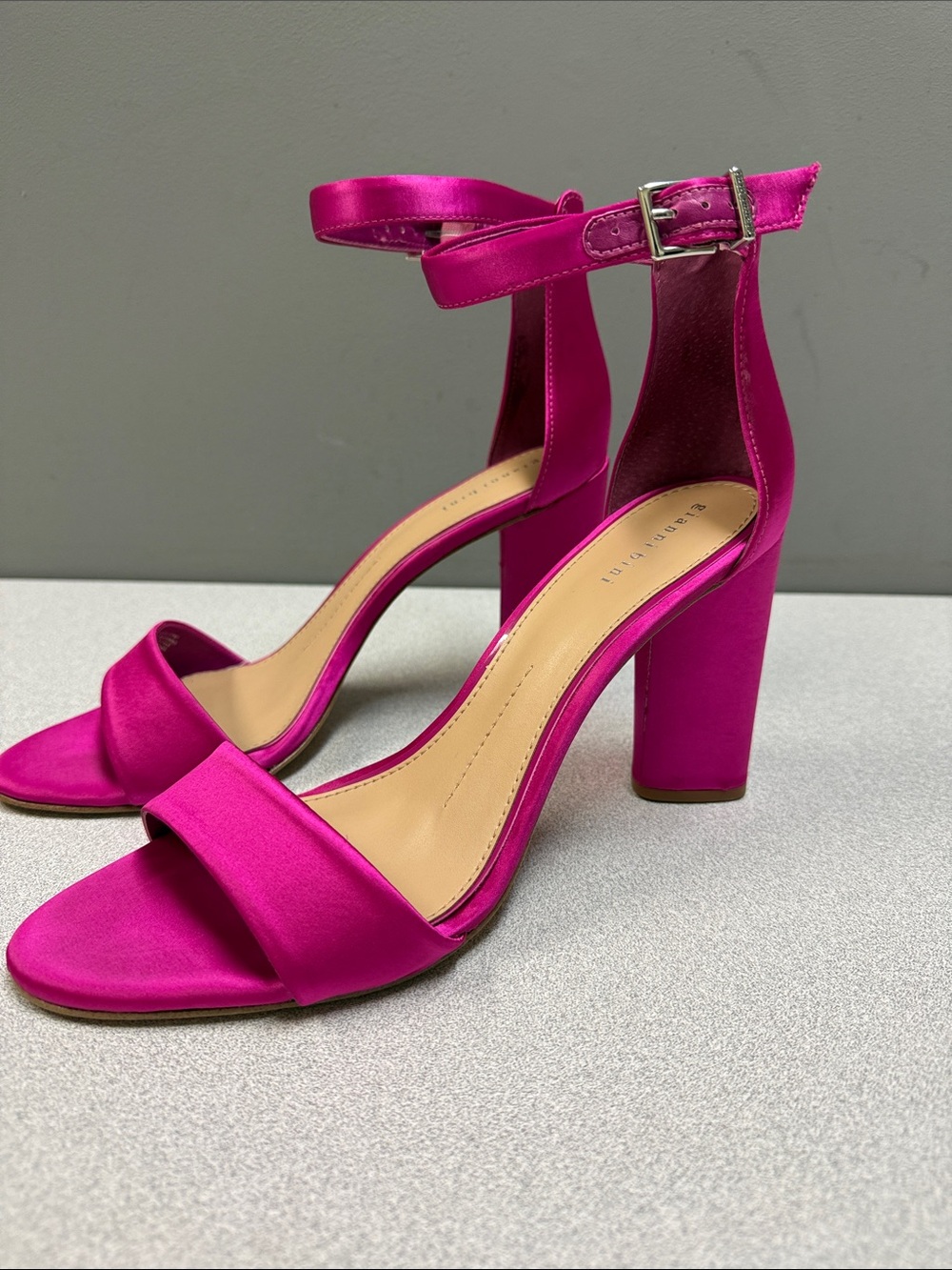 Gianni Bini Fuchsia Satin Block Heel Ankle-Strap Sandals